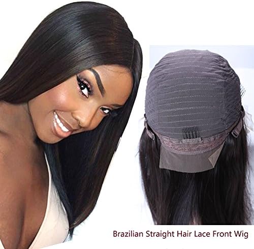 Daiweier Straight Human Hair Lace Front Wig Glueless Brazilian Virgin Hair Wigs Bleached Knots 16 Inches Natural Color Real Hair Amazon Prime Deals