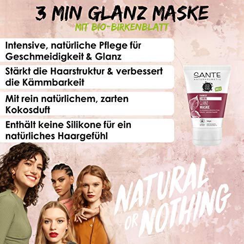 SANTE-Naturkosmetik-3-Min-Glanz-Maske-Bio-Birkenblatt-pflanzliches-Protein-Intensive-Haarkur-Schenkt-Glanz-und-Geschmeidigkeit-Verbesserte-Kmmbarkeit-Vegan-100ml