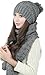 MINAKOLIFE Womens Winter Knitted Scarf and Hat Set Thicken Skullcaps Grey