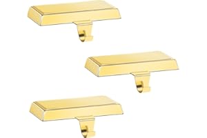 WAENEREC 3pcs Gold Christmas Stocking Holders for Mantle Stocking Hangers Mantle Christmas Stocking Hanging Hooks Non-Slip Heavy Metal Mantel Stocking Holder for Shelf Fireplace Stair Xmas Party Decor