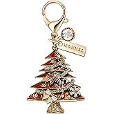 MONNEL MC697 Little Crystal Christmas Tree with Candy Mapple leafs Snowflake Bow Lobster Clasp Charm for Women with Velvet Bag (Red,1 Piece)