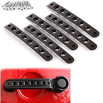 Aluminum Side Door Grab Handle Knobs Cover Trim 5pcs/Set Compatible with 2007-2018 Jeep Wrangler JK JKU Liberty Sahara & Unlimited 4 Door Handle Pull (Black)