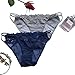 Camelia Women's High End Lace String Georgette Bikini Panty (Large, Nude/Gray/Navy)