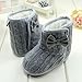Weixinbuy Toddler Girls Fleece Woollen Fur Knitted Bowknot Snow Boot Grey 3-6 Months(Size 11)