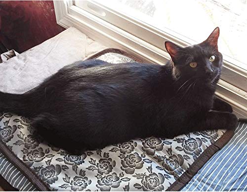 Pet Heating Pad Cat Heating Mat Waterproof Pets Heated Bed Adjustable Dog Bed Warmer Electric Heating Mat with Chew Resistant Steel Cord (17.7x17.7, Flower)