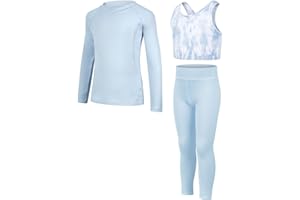 JiAmy Girls Yoga Leggings Girls Athletic Leggings Training Bras Set Kids Gym Crop Tank Top Activewear Set for 5-12 Years