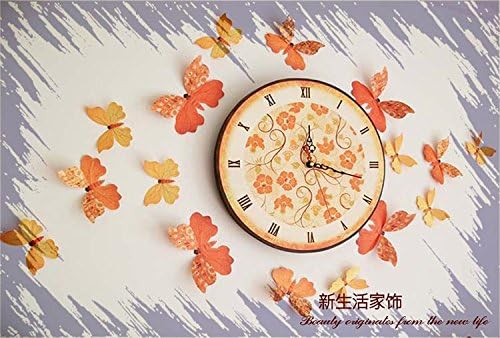 GAO Wall Clock Creative Decorations Clocks Western Idyllic Modern Wall Clock Home Living Room Wall Bedroom Mute Clocks 12 Inch In Orange Flower With Butterfly