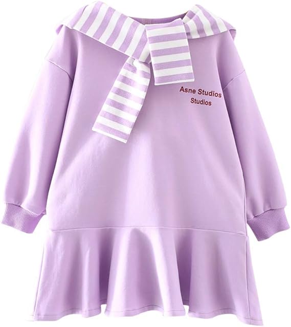 Amazon バンプー 女の子 セーラー襟 ワンピース 長袖 チュニック 子供服 マリン風 キッズ ドレス フリルスカート フレア 薄手 海軍風 カジュアル おしゃれ 通園 柔らかい シンプル かわいい ワンピース チュニック 通販