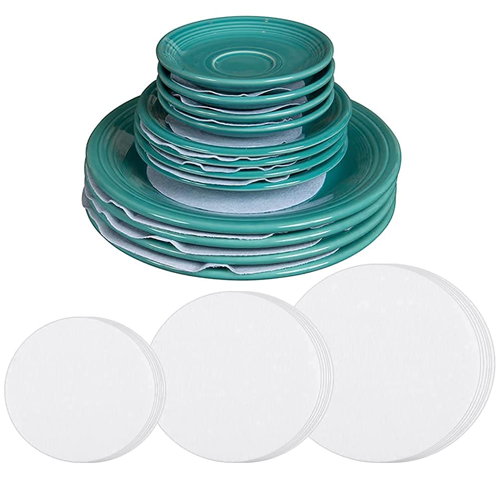 FIGFYOU 30 Pcs Felt Plate Dividers, Felt Plate Separators Dinner Plate Dish Protectors China Protectors Separators Pot Protectors for Protecting and Stacking Your Cookware (White, 3 Different Size)