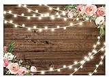 Allenjoy 7x5ft Rustic Floral Wooden Backdrop for
