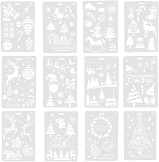 SUPVOX 12 Stück Zeichenschablonen Malschablonen Weihnachten Schablone Set Stanzschablone Stanzformen für DIY Bullet Journal Album Scrapbooking Papier Karte Deko