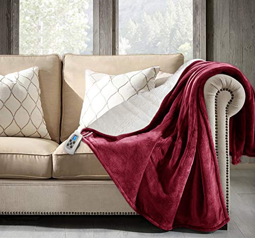 image for MARQUESS Twin Heated Blanket Electric Sherpa and Reversible Flannel Wa