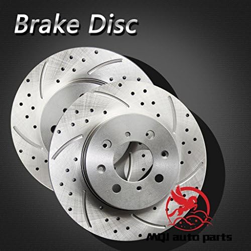 MQJ auto parts New 2pcs Front Left Right Drilled Slotted Vented Disc Brake Rotor 4 Lugs For Acura 90-01 &amp; Integra Honda 94-03 Civic Del Sol/Sedan/Coupe/Hatchback 10-14 Insight 07-14 Fit