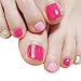 24pcs Press on Toenails for Women French False Toenail Tips with Glue Design, Artificial Pink Gel Fake Toenails Pedicure Kit, Acrylic False Toenails Stick On Toe Nails for Women and Girls