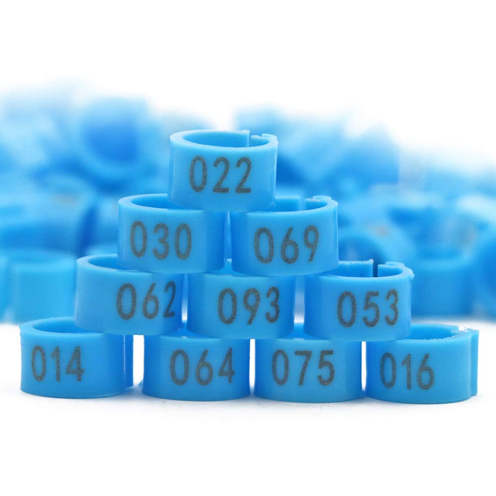 Farm & Ranch Pigeon feet rings with number 001-100 diameter 8mm poultry feet rings for chicks Parrot Chicks Leg Band Duck Clip Rings Bands (Light Blue)