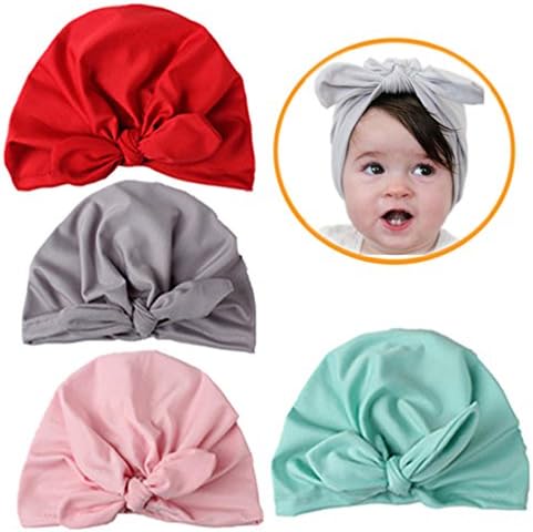 Baby Cap Knotted Bohemian Hat Photography Props Accessories Kids Bonnet (4Pack-B1)