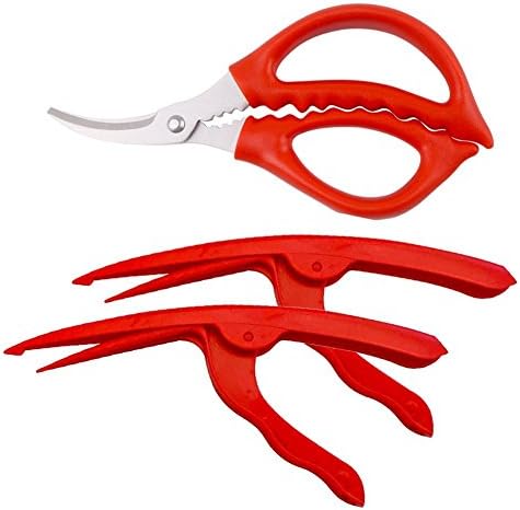 Top Seafood Cracker, Set of 2 Lobster Scissors and 4 Shrimp Crackers Non-Slip Heatproof Handle, Sharp Strong Durable Food-Grade Stainless Steel Peeler Shears for Crab Prawn Nut Skin Shell, 1378.02