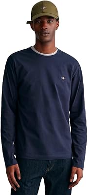 T-shirt masculina REG Shield LS, azul, Night Blue, L