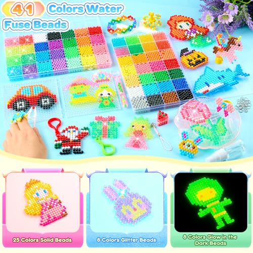 Contever 41 Colors Water Beads Beads, Glow & Glow in the Dark Refill Balls, Complete Water Beads Set for Children, Water Fuse Beads Toys for Beginners