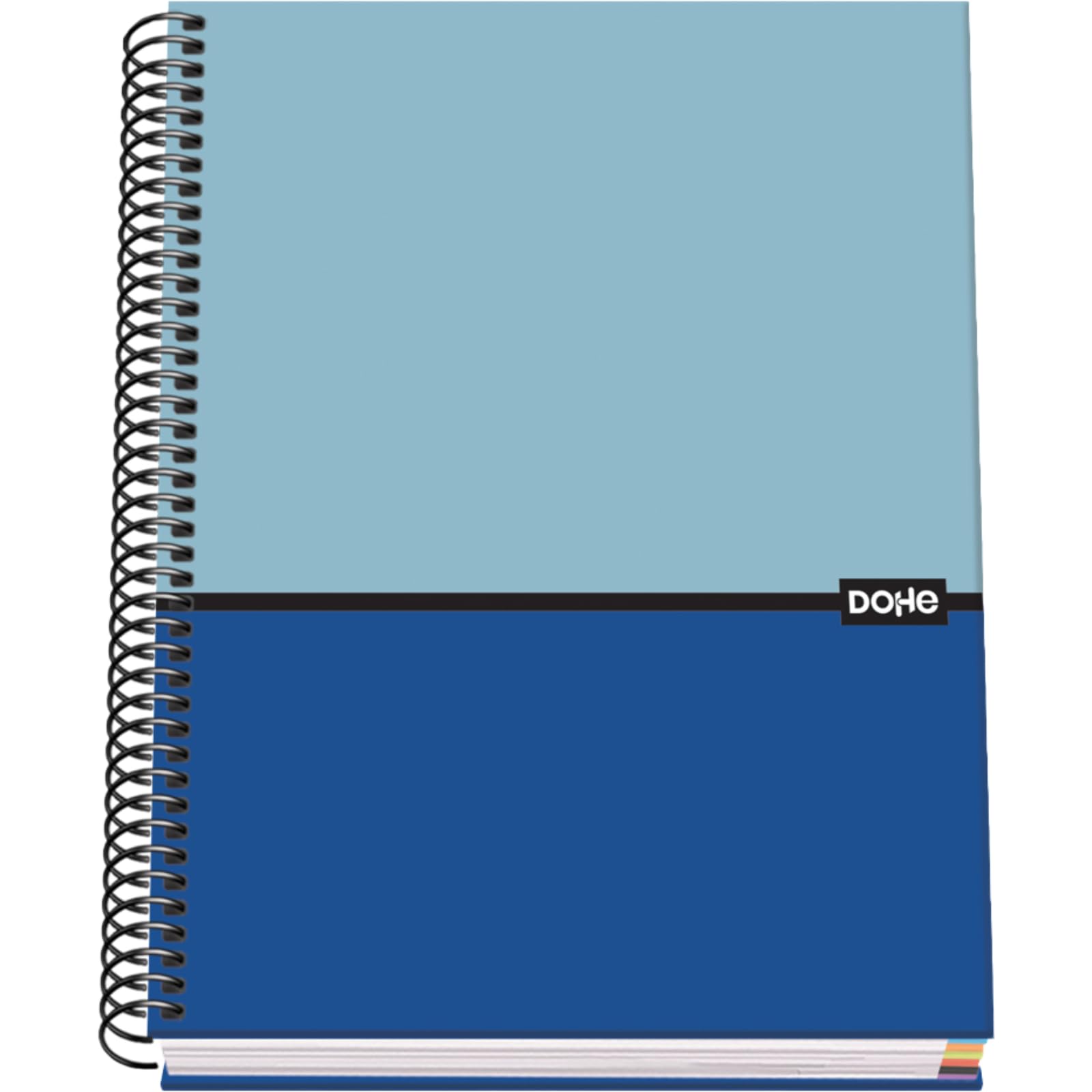DOHE - A5 Squared Notebook - 100 Sheets, 90 gsm, Size 16.2x21cm, Hard Cover, Spiral Binding, 5 mm Grid, School Supplies - DUO Blue