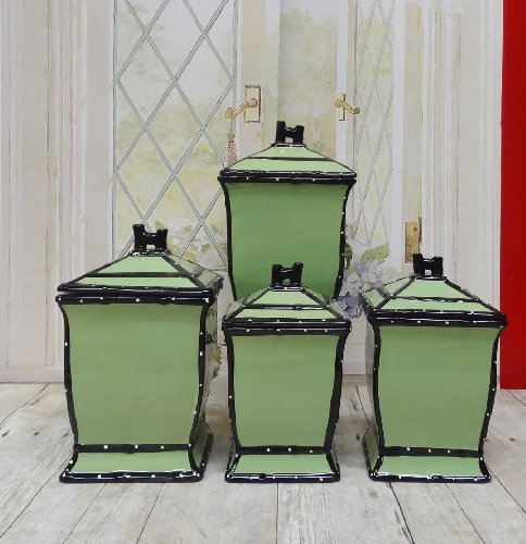 Click Here to See More Images Tuscany Pistachio Green, Ruffle 4-Piece Canister Set, 85401 by ACK