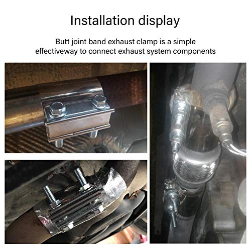 SPEEDWOW 2.5" Butt Joint Exhaust Band Clamp Sleeve Stainless Steel 2 Pieces