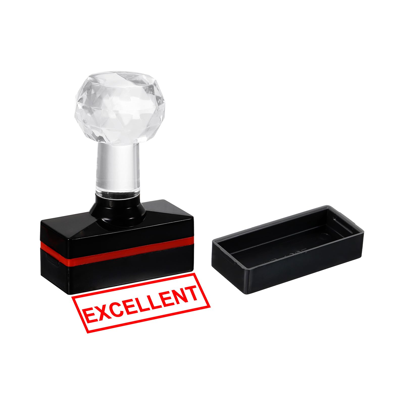 PATIKIL Excellent Stamp Self Inking, Red Ink Office Stamps Pre Inked Message Stamp Refillable Business Stamp, Black