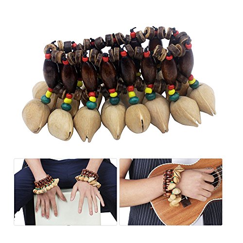 Nrpfell Handmade Nuts Shell Bracelet Handbell for Djembe African Drum Conga Percussion Accessories