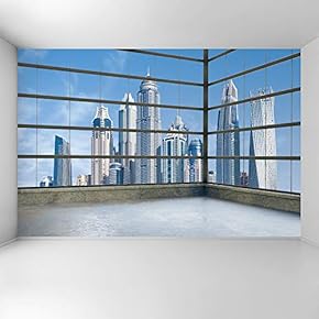 Wall Mural 3D Cityscape Removable Wallpaper Wall Sticker for Bedroom Living Room - 66x96 inches