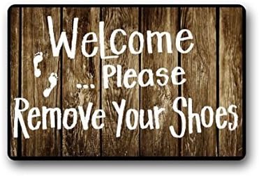 Custom funny Machine-washable Door Mat Welcome Please remove your shoes Indoor/Outdoor Doormat 23.6"(L) x 15.7"(W)