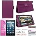 EpicGadget PU Leather Folding Folio Case with Screen Protector and Random Color Stylus for Fire HD 8 (Previous 6th Gen) (2016) - Purple