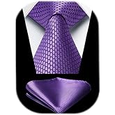 HISDERN Ties for Men Solid Tie Handkerchief Set Classic Woven Silk Business Polka Dot Mens Ties Necktie Wedding Party