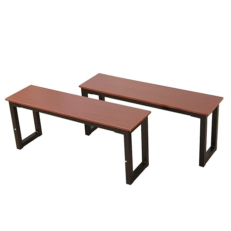 Amazon Com Iron Frame Dining Bench 2pcs Simplistic Rustic