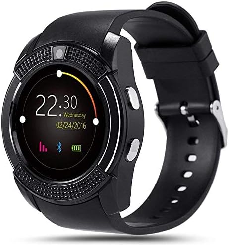 Welrock Multimedia Bluetooth Headset and V8 Smart Watch with Camera and SIM Support with Apps, Android/iOS with Activity/Fitness Trackers (Black)