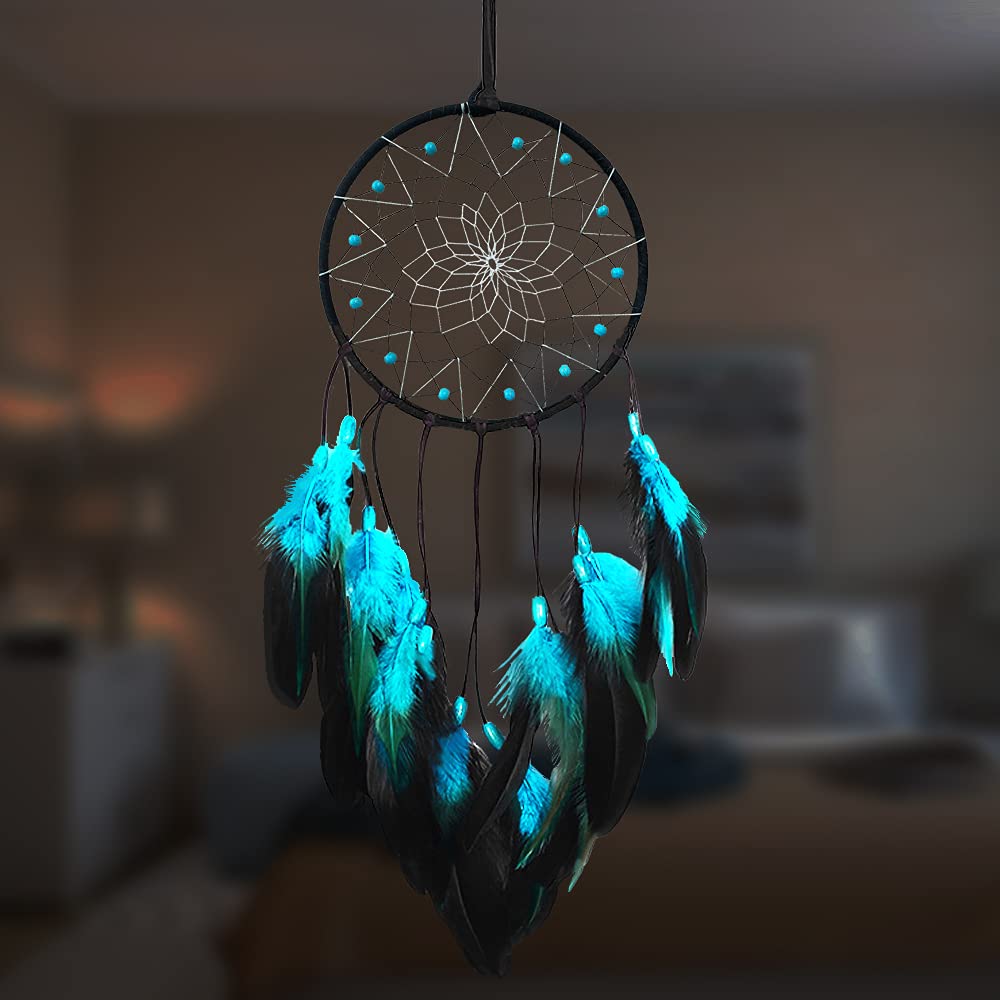Blue Dream Catchers for Boys Handmade Dreamcatchers Kids Bedroom Wall Hanging Decoration Art Ornament Craft Gift