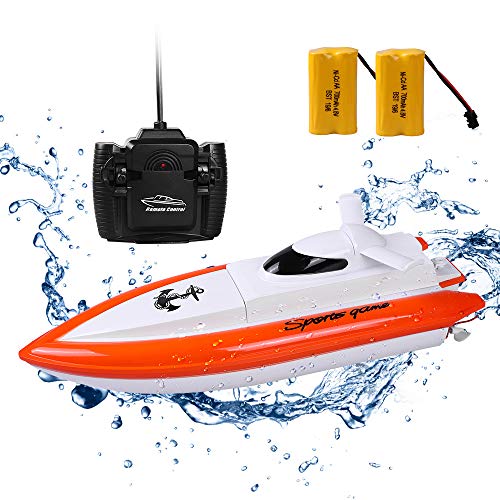 DeXop Remote Rc Boat H800 Rc Boat with High Speed Radio Remote Control Electric Racing Boat for Children, Adults-Orange (Only Works in Water)