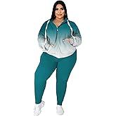 Tycorwd Women's Plus Size Two Piece Outfits Sweatsuits Sets Long Sleeve Loungewear Tracksuit Sets