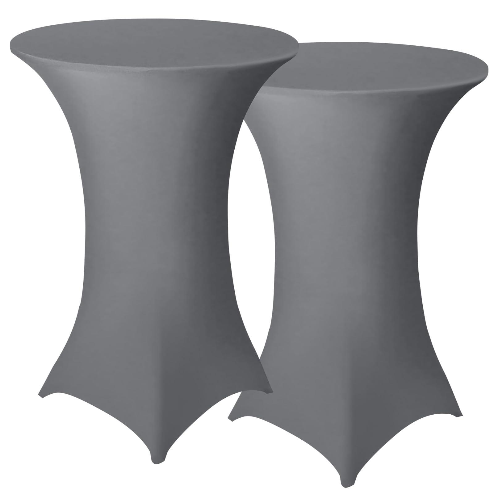 Granbest Pack of 2 Cocktail Table Covers Fitted Spandex Square Corners Cocktail Tablecloths for Party, Banquet, Wedding Event, Exhibition, Vendor, Outdoors (Light Grey, Ø 70-75cm)