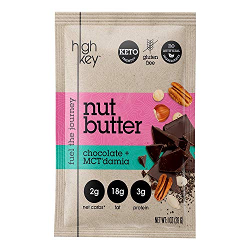 HighKey Chocolate Nut Butter - Macadamia, Pecan, & Hazelnut Keto Spread - Ketogenic, Paleo, Gluten Free, Low Carb, Vegan, Fat Bomb - Whole 30 Approved Food with All Natural Ingredients, Pack of 10, 1o
