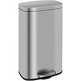 FDW | 8 Gallon Trash Can with Lid | Stainless Steel | Fingerprint Proof | Made of Stainless Steel | Soft-Close Step Pedal | Hands-Free Use | Easy to Clean | for Kitchen, Office, Bathroom