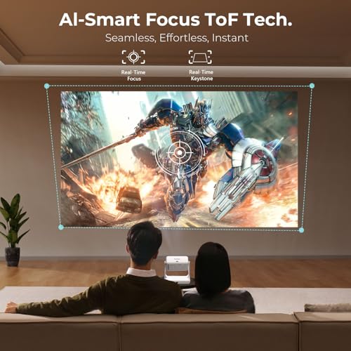 Smart Projector-4K Projecteur Home:【Built-in Google TV|180° Stand|2000 Brightness|Voice Control】 Movie Projector with WiFi6 & Bluetooth5.4 Auto Keystone Sovboi S61Pro Ceiling Compatible with Netflix