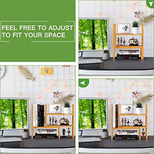 Pipishell Bamboo Desktop Bookshelf Organizer, Large Office Desk Storage