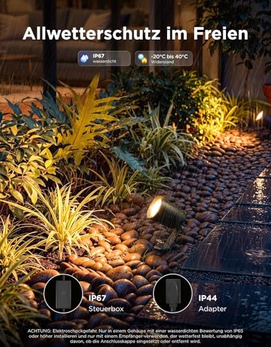 Govee Outdoor LED Spotlight Lite, IP67 Plastic Garden Lighting, RGBWIC Spotlight Outdoor for Path, Dimbar 350lm with 64 Modes and 16 Million Colours, Works with Google Assistant, Matte. Pack of 4 | IP67, RGBWIC Strahler Außen für den Pfad, 16 Mio Farben Anpassbare Helligkeit und Farbtemperatur, 64 Modi, Smart-Integration
