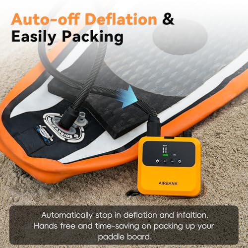 AIRBANK Mini Paddle Board Pump Pulse Pro, Small Rechargeable SUP Pump Electric Portable, Brushless Motor, MAX 20PSI, Fast Inflation Air Pump for Kayak, Inflatables, Boats, Tent, Kite Wings