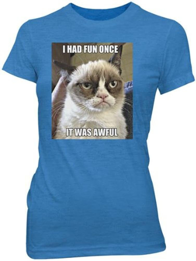 Grumpy Cat I Had Fun Once It Was Awful Turquoise T Shirt Minaze