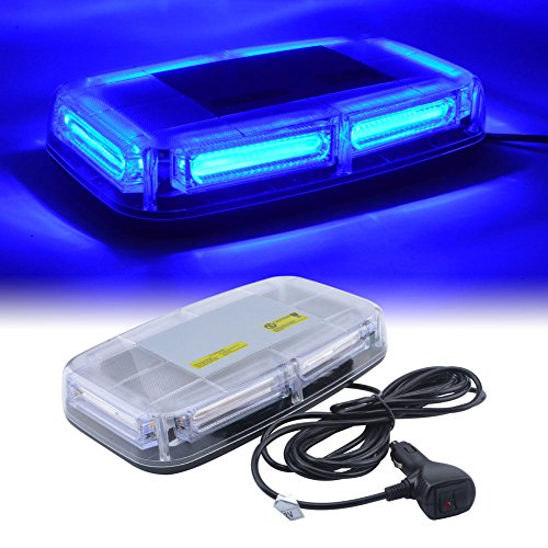 WOWTOU Blue LED Lightbar Emergency Hazard Warning Light, 18W 6 Linear LED, Rooftop Magnetic Mount, 8 Patterns including Flashing/Strobe/Rotating Modes, IP65 Waterproof for Volunteer Firefighter