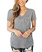 MONOLAR Women's Casual V-Neck Short Sleeve High Low Hem Tshirt with Front Pocket