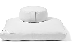 R E N O O Meditation Cushion Set by renoo - Durable Comfortable Organic Cotton, Linen, Hemp - Modern Zafu Zabuton - Buckwheat Kapok Filled Floor Pillow Yoga Bolster in 15 Colors Washable Cover