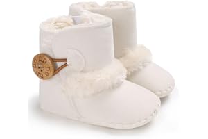 HsdsBebe Baby Boys Girls Snow Boots Premium Button Non Slip Soft Sole Toddler First Walker Winter Warm Crib Shoes