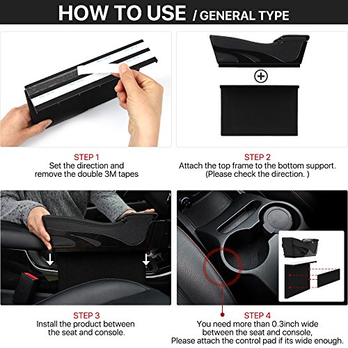 KMMOTORS 'S' Line Coin Side Pocket, Console Side Pocket, Car Organizer (General(with cupholder), Black) - Thumbnail 3